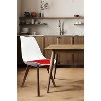 Fusion Living Soho Plastic Dining Chair with Squared Dark Wood Legs in Red
