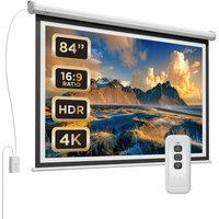 DMD Collective 84 Electric Motorised Projector Screen with Remote & Wall Mount in White