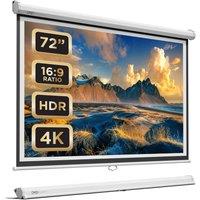 DMD Collective 72 Manual Pull Down Projector Screen with Wall Mount in White