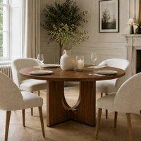 BTM 47in Farmhouse Round Dining Table 4-6 Seater Walnut