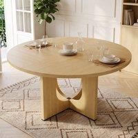 BTM 47in Farmhouse Round Dining Table 4-6 Seater Oak in Natural
