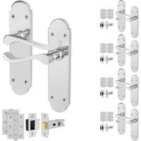 AFIT Chrome Door Handles Latch Set, 5 Pairs Polished Chrome Backplate in Silver | Size: 150mm x 150mm