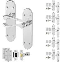 AFIT Chrome Door Handles Latch Set, 6 Pairs Polished Chrome Backplate in Silver | Size: 150mm x 150mm