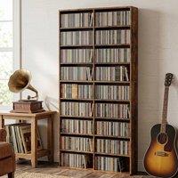 HOMCOM 640 CD Storage Unit 360 DVD Storage w/ 18 Compartments Rustic Brown