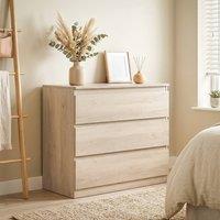 HOMCOM 3-Drawer Storage Organiser Unit for Living Room, Oak in Light Oak