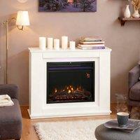 HOMCOM 1000W/2000W Inset Electric Fire & Mantel Reach up to 30 m, White