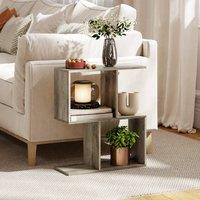 HOMCOM Side Table, Narrow End Table with Storage Shelves in Grey