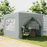 OUTSUNNY 3 x 3(m) UPF50+ Pop Up Gazebo with Sides & Carry Bag, Light Grey