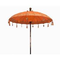 KDMD Bali Patio Parasol 2m Cotton Orange Decor Handcrafted Indonesian Art
