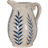 KDMD Large Blue Floral Olpe Jug Vase - Elegant Ceramic Decor for Flowers in Cream