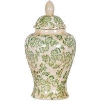 KDMD Green Clover Ceramic Ginger Jar - Elegant Classic Storage & Decor in Cream