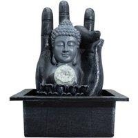 KDMD Buddha Hand Head Tabletop Water Feature Crystal Sphere 20x25x35cm in Grey | Size: 20 x 25 x 35 cm