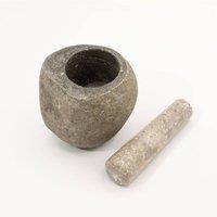 KDMD Natural Riverstone Medium Pestle & Mortar 12x8cm in Grey | Size: 12x8 cm