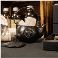 KDMD Small Cast Iron Ritual Pot with Pentagon Detail 8x8x10cm in Black | Size: 8 x 8 x 10 cm