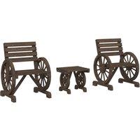 Berkfield Home 3 Piece Garden Lounge Set Solid Wood Fir in Brown