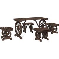 Berkfield Home 5 Piece Garden Dining Set Solid Wood Fir in Brown