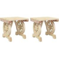 Berkfield Home Garden Footstools 2 pcs Solid Wood Fir in Tan