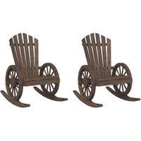 Berkfield Home Rocking Adirondack Chairs 2 pcs Solid Wood Fir in Brown