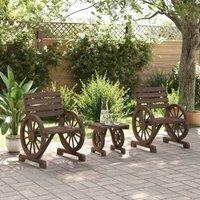 Berkfield Home Beautiful 3 Piece Garden Lounge Set Solid Wood Fir in Brown