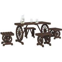 Berkfield Home Beautiful 5 Piece Garden Dining Set Solid Wood Fir in Brown