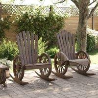 Berkfield Home Rocking Adirondack Chairs 2 pcs Solid Wood Fir in Brown