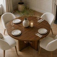 Merax Round Mid-Century Modern Farmhouse Pedestal Dining Table for 4 to 6 in Walnut