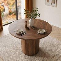Merax Walnut 120cm Mid-Century Modern Round Farmhouse Wood Dining Table