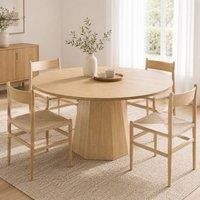 Merax 120cm Mid-Century Modern Farmhouse Pedestal Dining Table for 4 to 6 in Natural