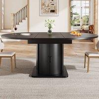 Merax Extendable Round To Oval Wooden Dining Table with Storage Drawer in Black