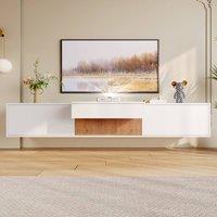 Merax White Modern 180cm Floating TV Unit with Pull Out Projector Shelf