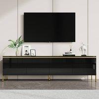 Merax Modern High Gloss 170cm TV Unit with Gold Legs & 4 Doors in Black
