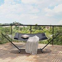 London Boutique Double Hammock w/ Stand & Pillow 2 Person Hammock Bed w/ Removable Pad in Grey