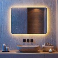 Gymax Backlit LED Bathroom Mirror 70x50cm with Defogging Smart Touch Memory in Silver | Size: 70x50 cm