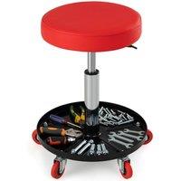 Costway Height Adjustable Mechanic Stool w/Wheels Storage Padded Roller Seat in Red