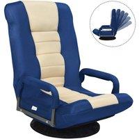 Costway Swivel Folding Floor Gaming Chair Adjustable 6-Position Floor Chair in Navy