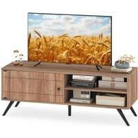 Costway TV Stand for TVs up to 55 Entertainment Center w/ 2 Open Shelves in Brown