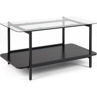 Costway 2-Tier Tempered Glass Coffee Table Modern Rectangular Center Table in Black