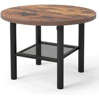 Costway Round Coffee Table 2-Tier Modern Circular Center Table in Brown