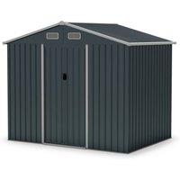 Gymax Outdoor Storage Shed Large Utility Tool House w/Sloping Top-Grey in Grey