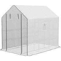 NESTLUNE Walk-in Outdoor Green House with Door & Mesh Windows in White | Size: 100 cm x 15 cm