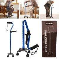 NESTLUNE Cane 4 Prong Feet Walking Stick for Elderly Height Lightweight in Blue