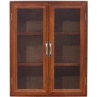 KORVIXA Wall Wooden Storage Cabinet Retro Clear Door Display Shelves in Brown | Size: 100 cm x 100 cm