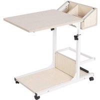 FLAVORA White Maple Adjustable Mobile Overbed Table | Size: 0.6m2