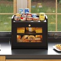 VOGREX Black Large Countertop Bread Box Homemade Bread Storage