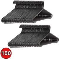 VOGREX 100Pcs Black Slim Plastic Clothes Hangers with Trouser Bar