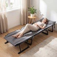 KORVIXA 3 in 1 Folding Camping Cot Convertible Single in Dark Grey
