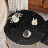 KORVIXA BLACK Set of 2 Nesting Coffee Table Round | Size: 100 cm x 100 cm