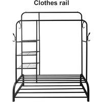 KORVIXA Heavy Duty Double Clothes Rail Hanging Rack in Black | Size: 900mm