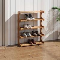 FLAVORA 5 Tier Wooden Shoe Storage Rack Organiser in Brown | Size: 500mm
