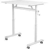 FLAVORA 120x60cm Hand Crank Height Adjustable Over Bed Desk in White | Size: 0.6m2